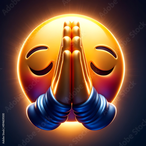 Illustration d'emoji 3D priant en position Namaste photo