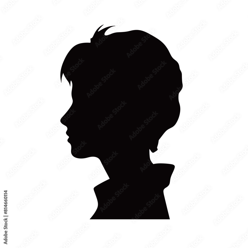 Child Profile Silhouette with Spiky Hair