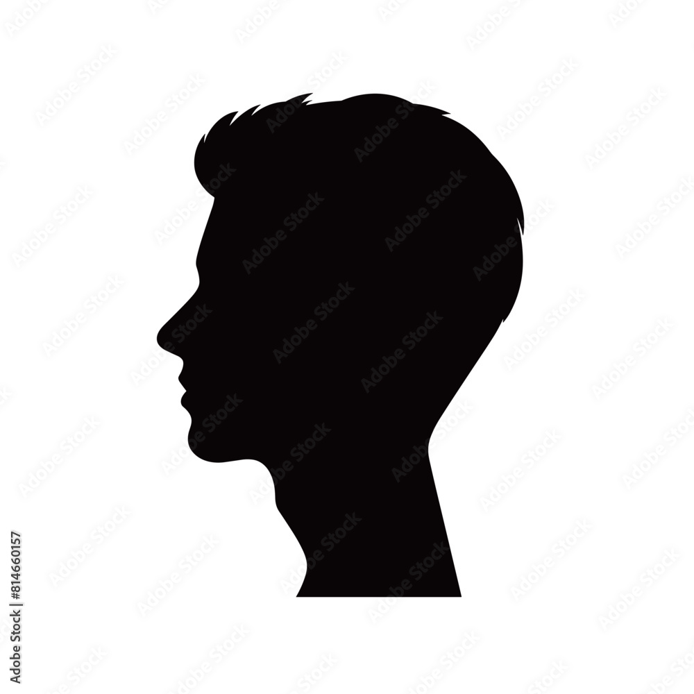 Young Male Profile Silhouette with Modern Hairstyle