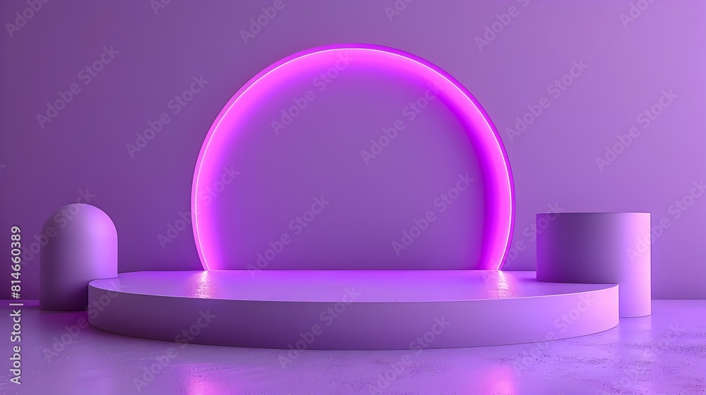 Vibrant Violet Geometric Podium Platform for Product Display and Abstract Stage Presentation Vibrant Violet Geometric Podium Platform for Product Display and Abstract Stage Presentation