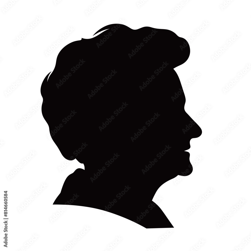 Mature Woman Profile Silhouette with Classic Hairdo