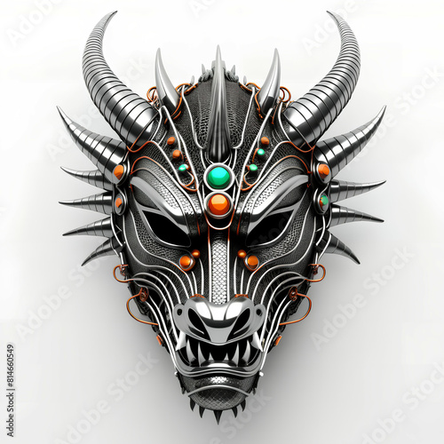 Metallic Dragon mask. Isola...