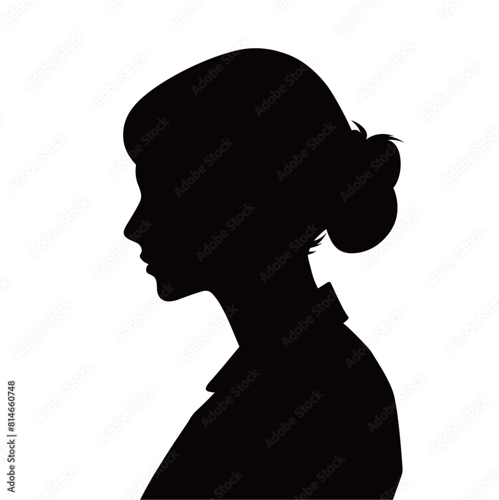 Young Woman Silhouette with Bun Hairstyle