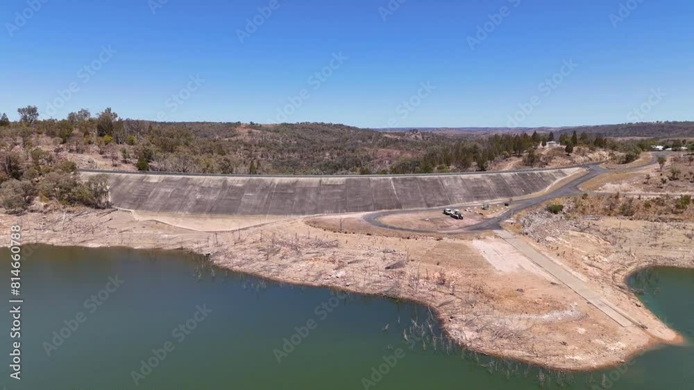 Drone shot of the recreation area on Lake Oroville on a sunny day in Butte County, California, USA Drone shot of the recreation area on Lake Oroville on a sunny day in Butte County, California, USA