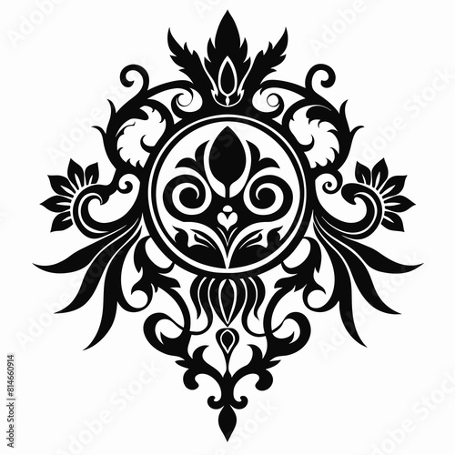 Ornamental Design Baroque Element vector illustration. Black ornament baroque style element design 