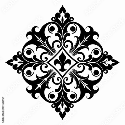 Ornamental Design Baroque Element vector illustration. Black ornament baroque style element design 