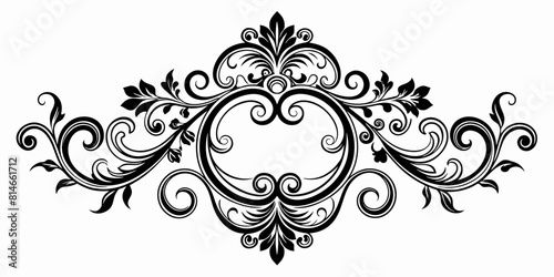 Ornamental Design Baroque Element vector illustration. Black ornament baroque style element design 