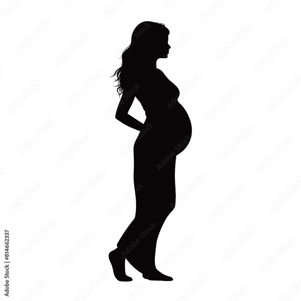 Silhouette of pregnant woman in profile view