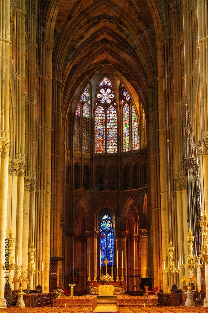 Ornate cathedral located in a classic, old-fashioned church with stained glass windows Ornate cathedral located in a classic, old-fashioned church with stained glass windows