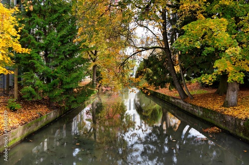 Outdoor scene of a beautiful autumn park in Eugene, Oregon, USA