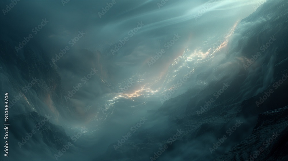 Ethereal tendrils of light weave through a dense fog, casting an otherworldly glow with abstract background Ethereal tendrils of light weave through a dense fog, casting an otherworldly glow with abstract background