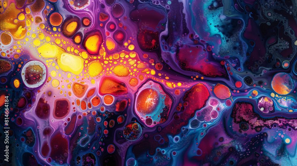 Fluid forms made of acrylic pouring with bright colours, iridescent background. Generative AI Fluid forms made of acrylic pouring with bright colours, iridescent background. Generative AI