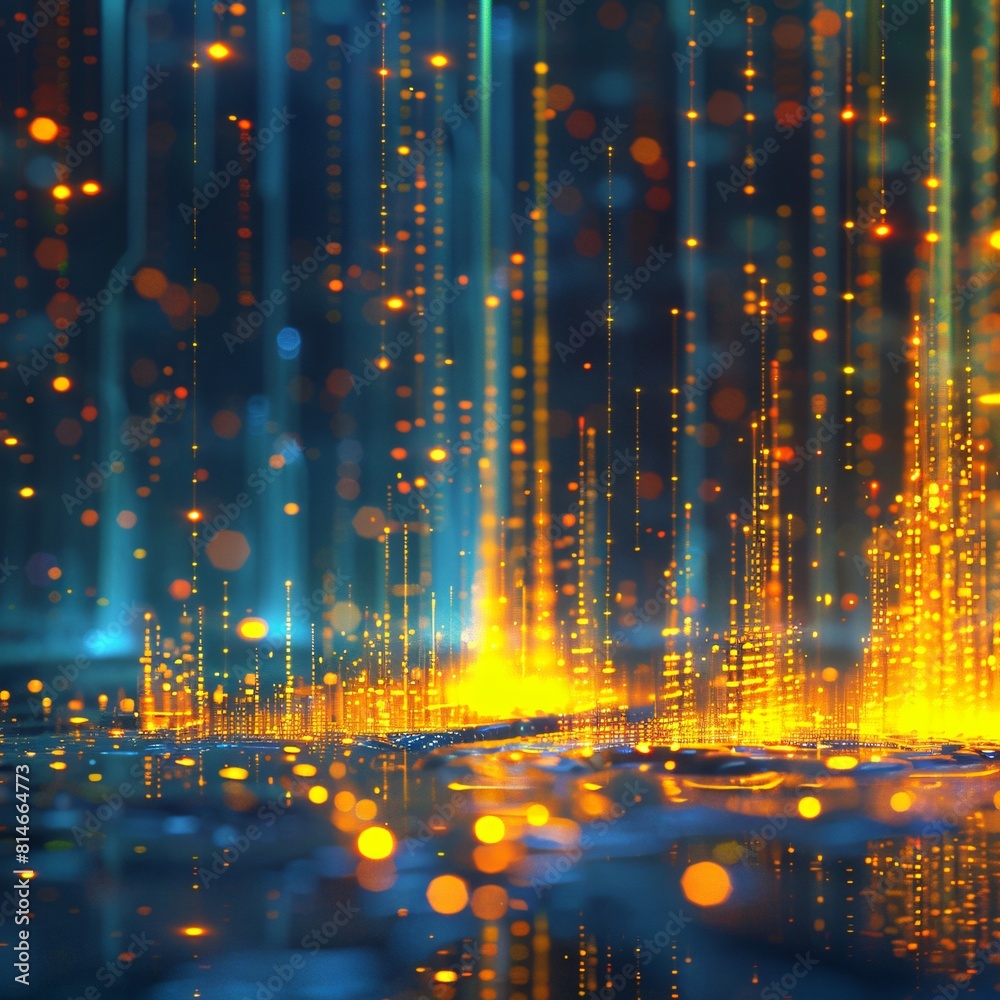 Fototapeta premium Abstract background of glowing particles. Futuristic technology or science concept.