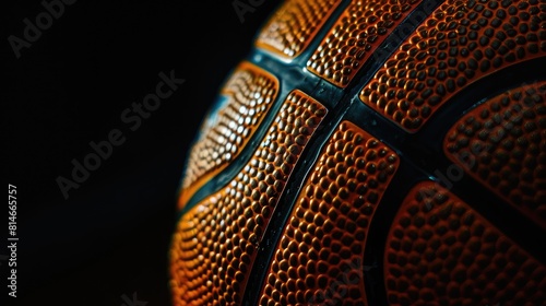 Illuminated Orb: A Close-Up of a Basketball on Black