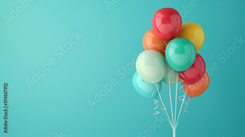 Colorful Balloons on Teal Background





