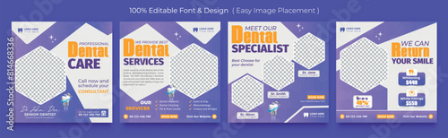 Dentist and health care medical social media and web banner template. Hospital, doctor, clinic and dentist health business marketing banner with logo & icon. Creative online promotion corporate flyer 