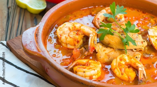Xinxim de galinha, a spicy chicken and shrimp stew from Bahia photo