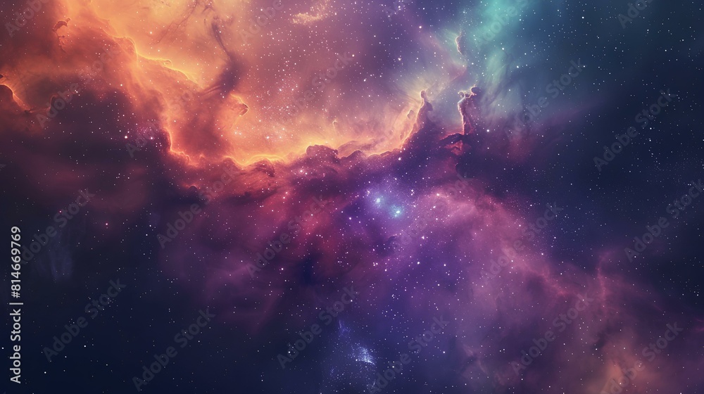 Interstellar space, colorful nebula with stars Interstellar space, colorful nebula with stars