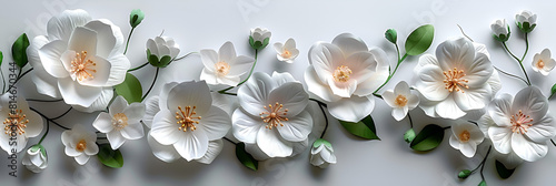 White paper flowers on a white background  White flowers background HD 8K wallpaper Stock Photographic Image 