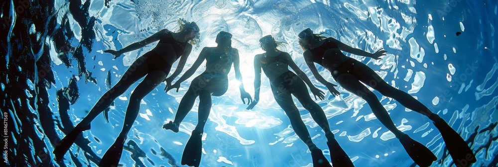 Naklejka premium Imagining the mysteries of the deep blue sea a journey into the enigmatic ocean depths