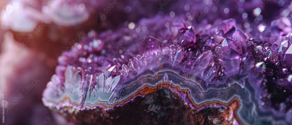 Vibrant crystal amethyst geode, a natural marvel in jeweled purple hues. Vibrant crystal amethyst geode, a natural marvel in jeweled purple hues.