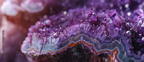 Vibrant crystal amethyst geode, a natural marvel in jeweled purple hues.