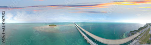 Little Duck Key, Florida Key. Aerial view of bridge connecting the islands