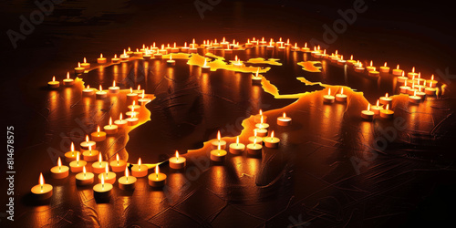 candles crafting a map of Africa in honor of International Day for the Remembrance of the Slave Trade and its Abolition