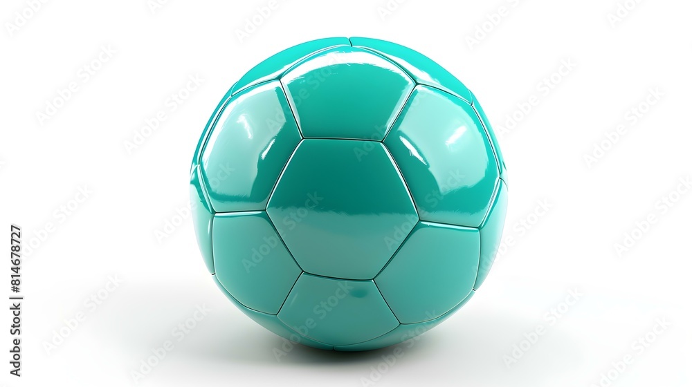 Fototapeta premium Isolated turquoise Soccer Ball on a white Background with Copy Space