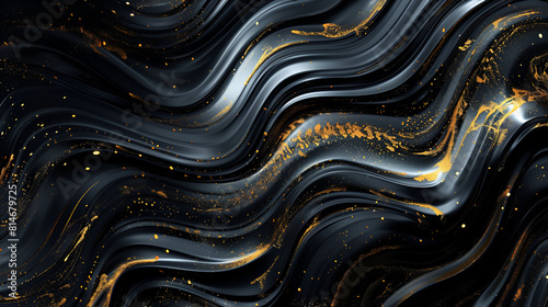 abstract background with blue and orange wavy lines on black backdrop ,Abstract Flow Gold Blue Shiny Background Glowing Blurred Waves Design