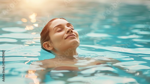 A relaxed woman enjoying a swim after her treatments.
