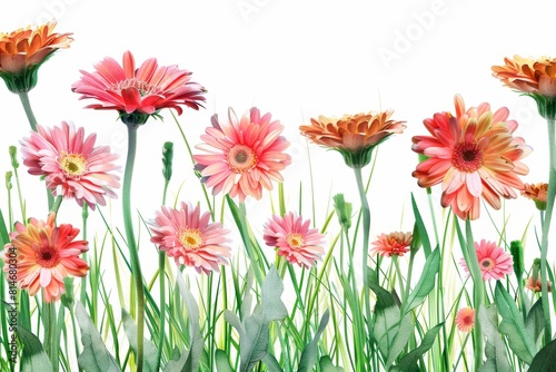 Vibrant Gerbera Daisies on White Background for Floral Designs Generative AI