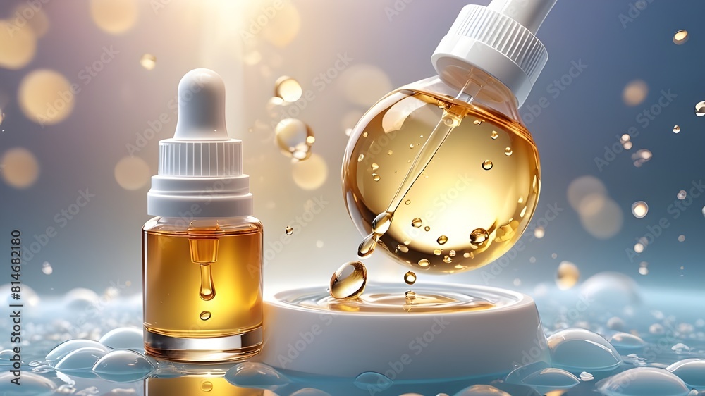 Cosmetic serum Oil drop on skin cell, Skin Repair, moisturizer ...