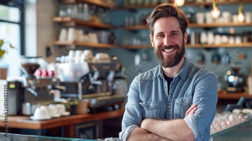 Smiling Entrepreneur at His Cafe © Alex