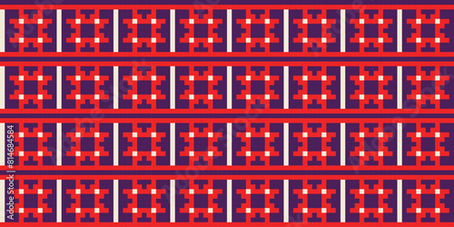 Ukrainian folk embroidery seamless pattern. Ukrainian towel with ornament, Rushnyk called, in vector.  photo
