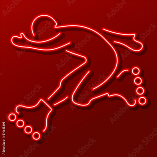 rollers neon sign, modern glowing banner design, colorful modern design trend. Vector illustration.