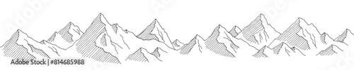 Mountain hill graphic black white long landscape sketch illustration vector 