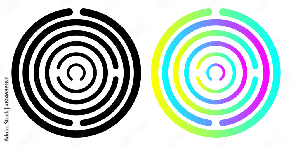 Modern abstract minimal circular icon. Circle logo concept. Graphic design. Vector illustration isolated on white background. Modern abstract minimal circular icon. Circle logo concept. Graphic design. Vector illustration isolated on white background.