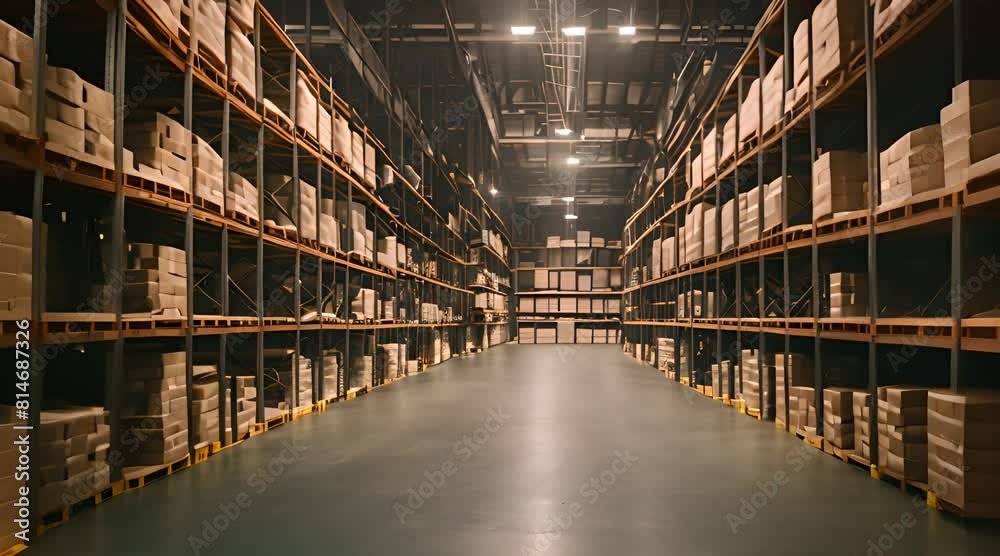 a company's warehouse with high shelves a company's warehouse with high shelves