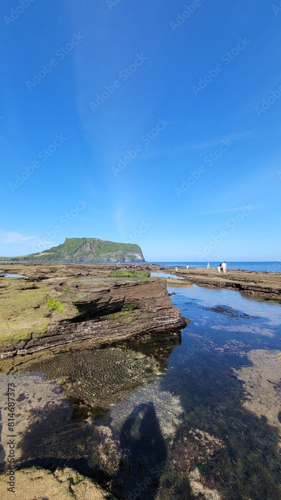 Seongsan Ilchulbong, Gwangchigi Beach, sea, sky, nature Seongsan Ilchulbong, Gwangchigi Beach, sea, sky, nature