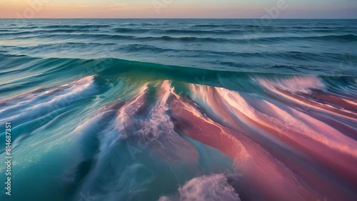 The breaking of the waves on the shore. AI.