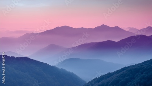 background with blue and pink mountains digital illustration in watercolor technique