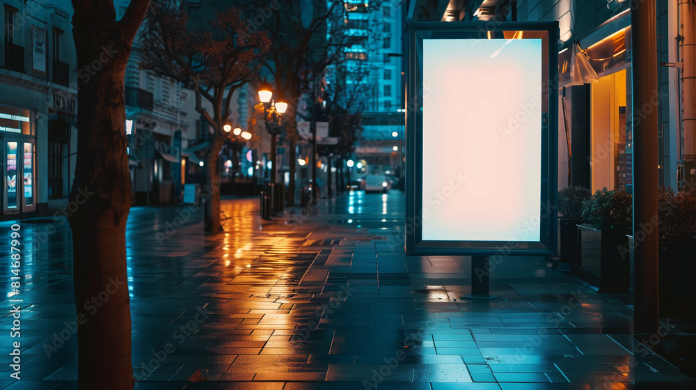 night city street with billboard night city street with billboard