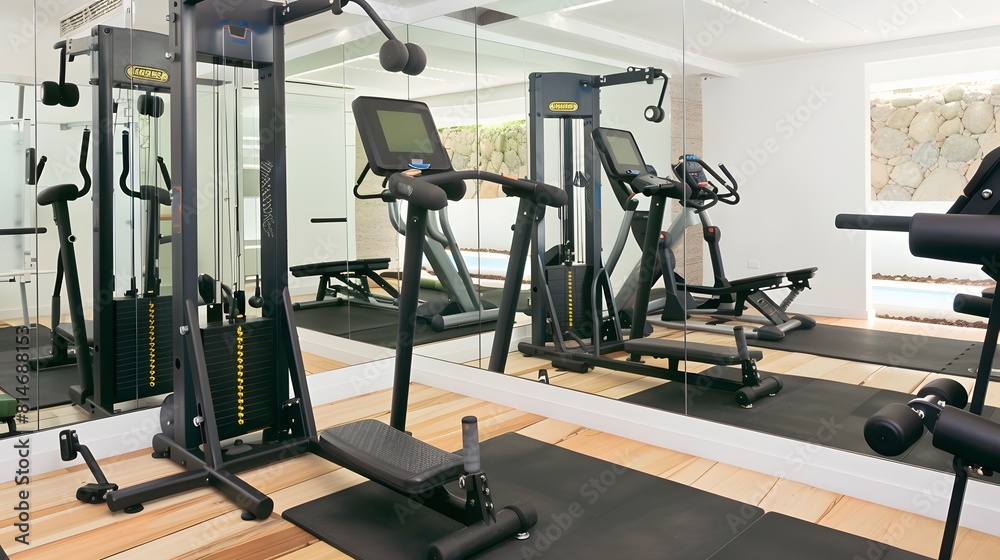 minimalist home gym with space-saving equipment and a mirrored wall minimalist home gym with space-saving equipment and a mirrored wall