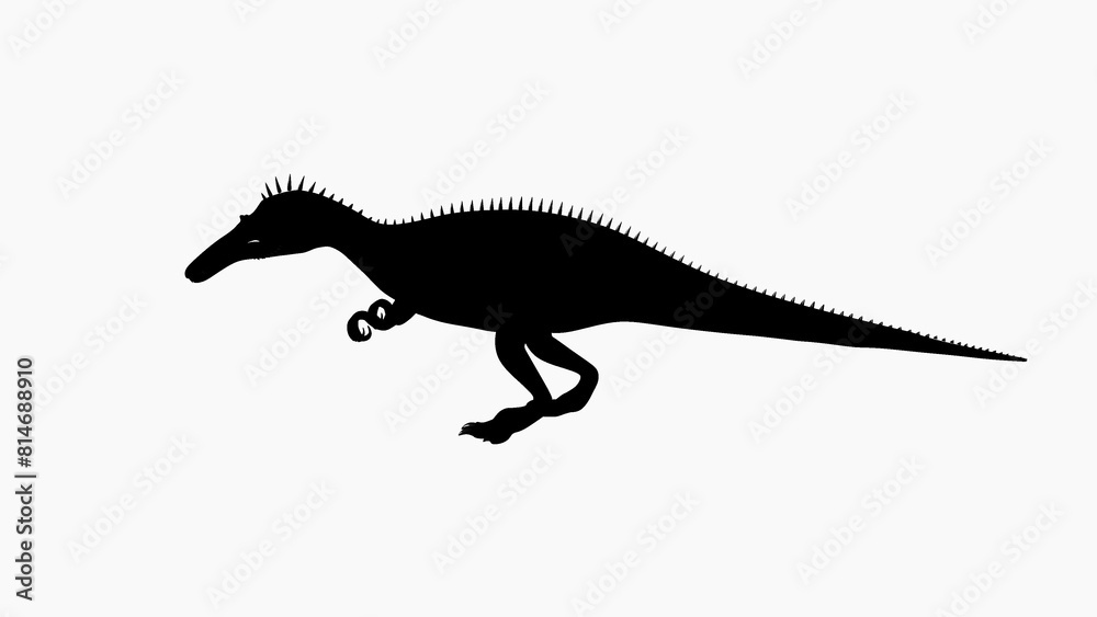Obraz premium Black Silhouette of Theropod Dinosaur on White Background