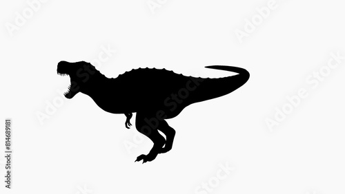 Black Silhouette of Tyrannosaurus Rex on White Background