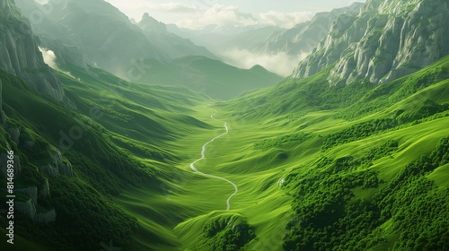 green valley in the mountains