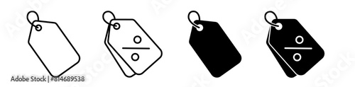 Discount coupon icon set. Shopping tag, special offer symbol. Vector illustration. 
