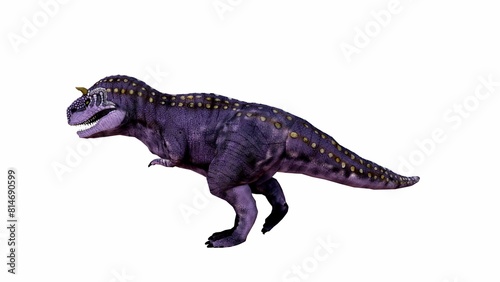 Vivid 3D Illustration of a Purple Tyrannosaurid Dinosaur on Isolated Background photo