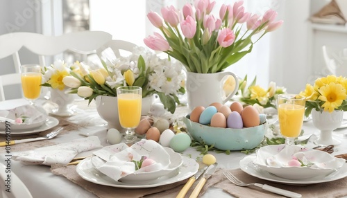 Illustrate a festive easter brunch with a table se upscaled_7